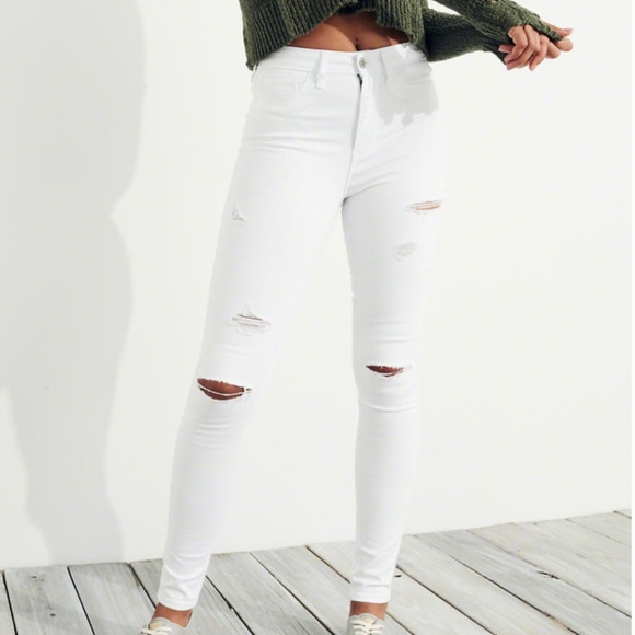 hollister white high waisted jeans